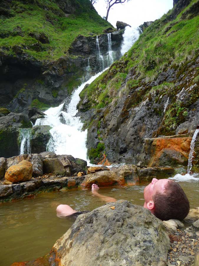 Hot spring side Lake Segara Anak Mount Rinjani